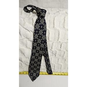 Vintage Joseph Abboud Navy Medallion Silk Tie - Hand Made in Italy